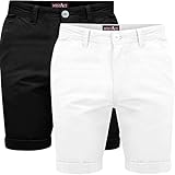 westAce Mens Pack of 2 Chino Shorts Cotton Half Pant Casual Summer Cargo Combat Short Trousers, White & Black, 40W