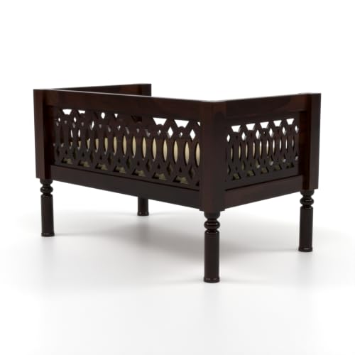 Image of NATRAJ ART & CRAFT Sheesham Wood 2 Seater Sofa Set for Living Room | Wooden CNC Sofa Set for Living Room Furniture (2 Seater, Walnut Finish)