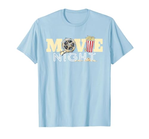 Movie Night T-Shirt Family Movie Night Shirts Popcorn Tees T-Shirt, Men, Baby Blue, Medium