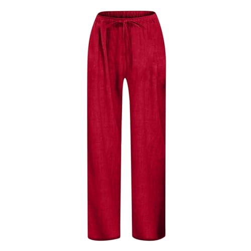 Kids Straight Leg Pants Boys Girls Solid Color School Twill Trousers Elastic Waist Casual Pants with (Red, 6-7 Years)2