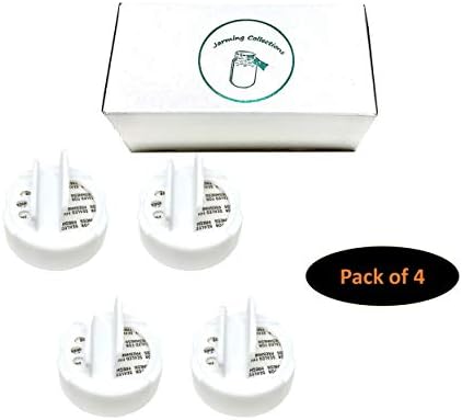 Jarming Collections 4 Oz Miniature Storage Jar Spice Lids - Plastic Pour & Shaker Lids For Miniature Storage Jars - Fits 4 oz Miniature Storage Jars - 48mm - Made in the USA (4 pcs, White)