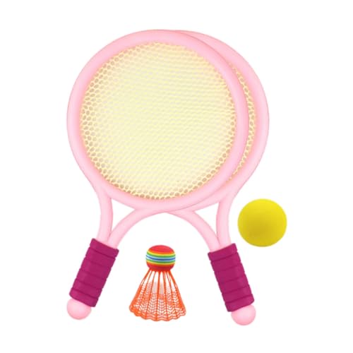 YARNOW Ensemble de Badminton pour Garçon et Filles 2 Raquettes Légères en Plastique Rose 2 Volants Résistants, Kit de Sport D'intérieur et D'extérieur pour Jeux et Couleur Aléatoire