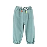 Material: Baumwolle, Leinen Kinder Jungen Mädchen Sommerhose Leinenhose Jogginghose Stoffhose Freizeithosen Haremshose (110 for Height 100-105cm, Grün)