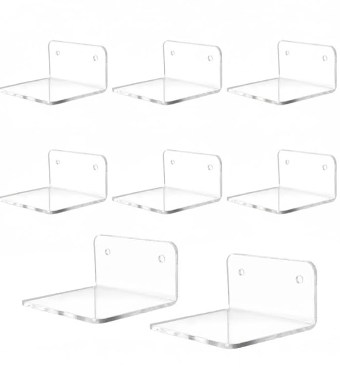 BIGIMALL Acrylic 8 x Small Shelf,Mini Floating Wall Shelf,Wall Mounted Storage Shelf,for Pop Figures,Plant,Picture Photo Modern Wall for Office Bedroom Living Room,Clear (8 Pack)-image-30