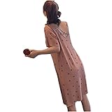 XKUN Nachthemd Sommer Nachthemd Frauen Modal Baumwolle Dünne Süße Pyjamas Offene Hintere Frühling Und Herbst Mittellange Kleid-M,R