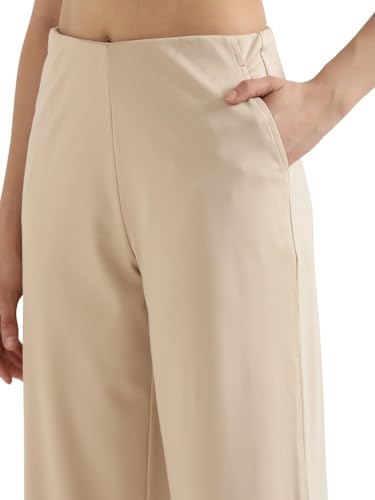 Image of SAADAA Palazzo Pants for Women Half-Elasticated Waistband | Palazzo for Women in Airy Linen Fabric | Regular Fit Mid Rise Waist & Deep Pockets | Versatile Formal & Casual Wear |