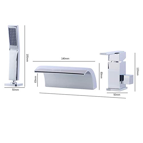Mitigeur cascade de baignoire à grand débit avec pomme de douche à main orientable - 2