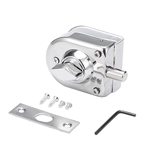 Ranbo Frameless Swinging Door Floor Bolt Lock, No-Drill, 304 Stainless Steel, for 3/8''-1/2''(10mm-12mm) Sliding Glass Doors