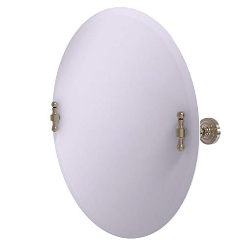 Image of Allied Brass RD-90 Frameless Round Tilt Beveled Edge Wall Mirror, Antique Pewter