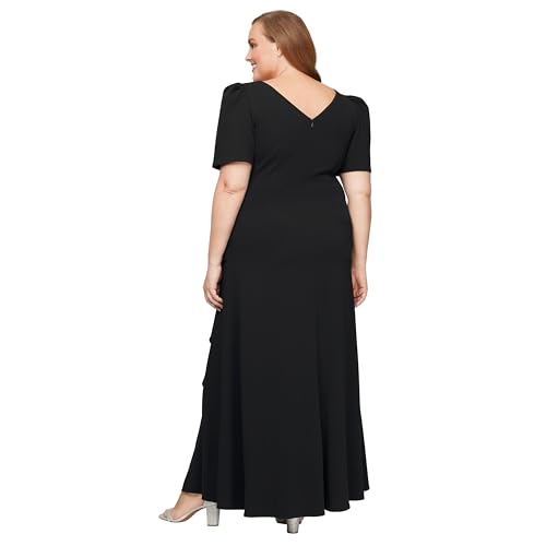 Alex Evenings Women's Long Embellished Neck Elbow Puff Sleeve, Mother of The Bride, Formal Dress by Alex Evenings - Image 2