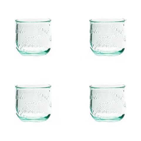 Amici Home Vino Stemless Wine Glasses | 12 Oz | Italian Made, Recycled Green Glass | Cute Water Tumblers for Wine, Beer, Juice, Cocktails, Fresh Drinks (Set of 4) Cover