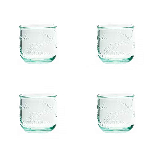 Amici Home Vino Stemless Wine Glasses | 12 Oz | Italian Made, Recycled Green Glass | Cute Water Tumblers for Wine, Beer, Juice, Cocktails, Fresh Drinks (Set of 4)