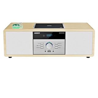 Chaine Hi-FI en Bois avec Radio Dab+ et Lecteur CD, Bluetooth, FM, USB, Mini Chaine Stéréo 30W, Télécommande, Design Rétro, Radio Compacte et Chaîne Stéréo