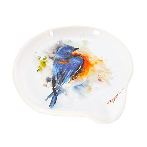 Demdaco Dean Crouser Bluebird Watercolor 5 X 5 Glossy Ceramic Stoneware Spoon Rest #TOP3