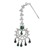 Tocado de boda con diamantes de imitación brillantes y gotas de cristal verde, 5 pulgadas, 14,3 g