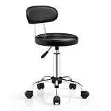 Bonnlo Tabouret roulettes Professionnel avec Dossier, Tabouret de Bureau Rotation à 360° e...