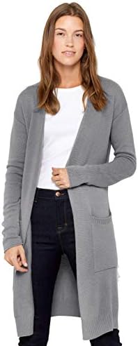 State Cashmere Mid-Length Open Cardigan - Long Sleeve Sweater for Women Made with 100% Pure Cashmere Sourced from Inner Mongolia Goats - Soft, Lightweight & Versatile - (Pale Charcoal, Medium)