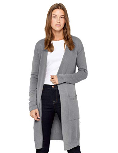 State Cashmere Mid-Length Open Cardigan - Long Sleeve Sweater For Women Made With 100% Pure Cashmere Sourced From Inner Mongolia Goats - Soft, Lightweight & Versatile - (Pale Charcoal, Medium) #TOP2