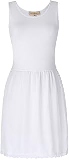 Kate Kasin White Elegant Solid Full Slip Cotton Comfortable Underdress S KK262-2
