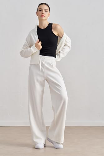 altiland Jaqueta feminina de ioga com zíper completo, para corrida, moletom leve com bolsos, Branco