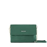 MODELISA - Bolso Sobre Cartera De Mano Fiesta Con Solapa Cadena De Hombro Boda Evento Mujer (Verde)