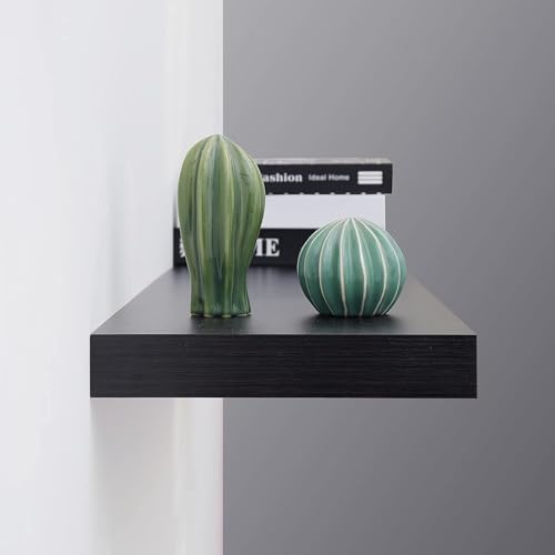 Image of Wooden Floating Shelves | 3 Tier Corner Shelf | Wall Shelf | Home Decor Floating Display Rack Bedroom Corner Rack Shelf for Home Storage & Organization (Black)