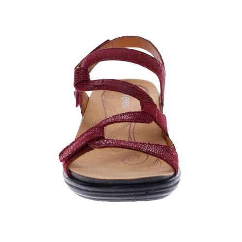 Image of Revere Emerald 3 Women's Sandals - Premium Soft Leather, Adjustable Straps & Contoured Footbed - Orthotic Arch Support for Stylish Comfort & All-Day Wear Cherry Lizard 11-11.5 M US