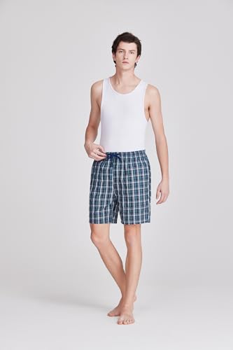 Men's Plaid Pajama Shorts Relaxed Fit Lounge Pants with Drawstring and Button Open Fly 3 Pack2