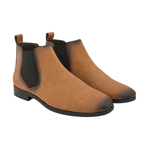 Image of STANPHORD Men Glossy Chelsea Ankle Boots | PU Slip-On Block Heel | Casual Party Office Outdoor Wear (TPSG 9536)