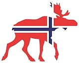 Samunshi® Elch Aufkleber Elchhirsche Norwegen Flagge Nationalfarben in 11 Größen (10x7,8cm)