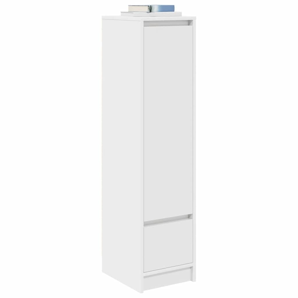 Aparador alto blanco de madera con espacio de almacenamiento práctico como armario auxiliar decorativo para el hogar
