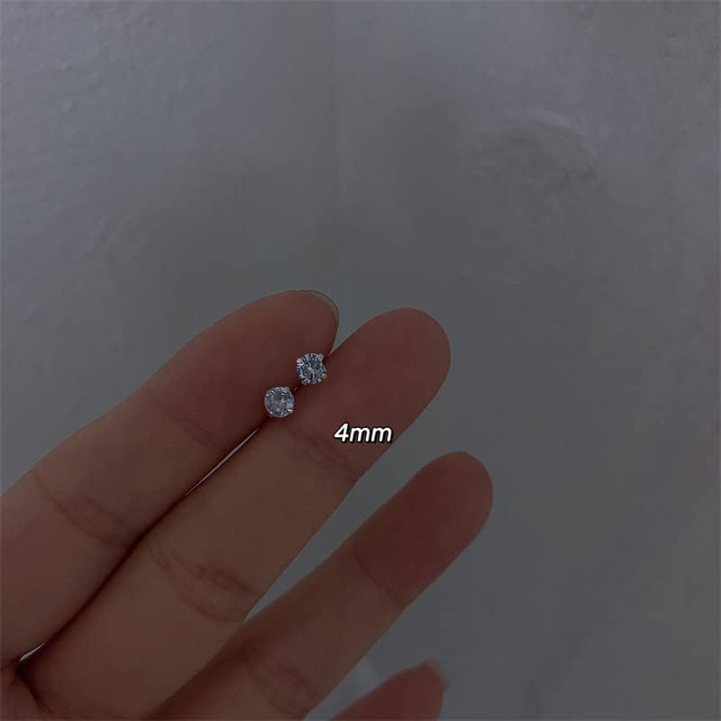 3 Pairs 925 Sterling Silver CZ Stud Earrings Set Men Women Triple Three Cubic Zirconia Stud Earrings 3mm-5mm YS-022