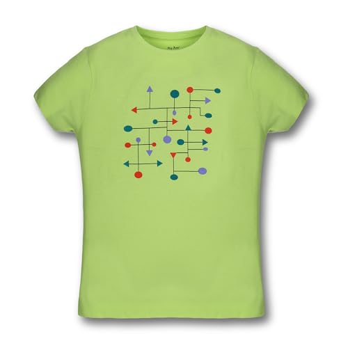 Image of Girls Cotton Crew Round Rib Neck Short Sleeve T-Shirts, Green, Orange red, Turquois