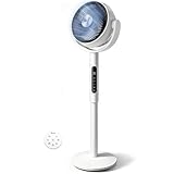 Levoit Standing Fan for Bedroom, CirculAir 120° Oscillating, Quiet 20dB, 9 Speeds, 4 Modes, DC Motor, 2 in 1 Pedestal & Tabletop, 82ft, Remote Control, Sensor, 9H Timer, 908CFM Ultra-High Airflow