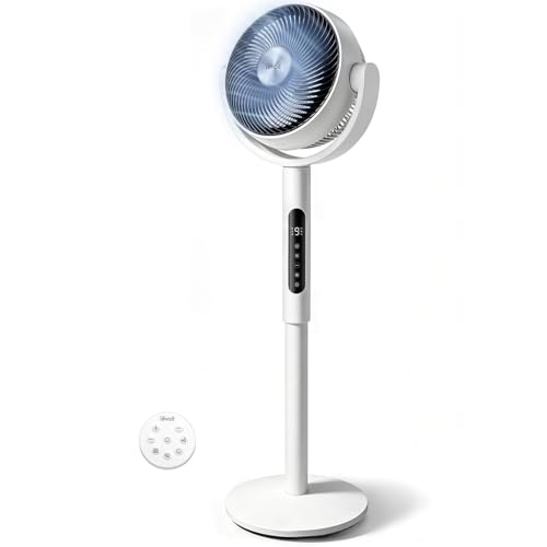 Levoit Standing Fan for Bedroom, CirculAir 120° Oscillating, Quiet 20dB, 9 Speeds, 4 Modes, DC Motor, 2 in 1 Pedestal & Tabletop, 82ft, Remote Control, Sensor, 9H Timer, 908CFM Ultra-High Airflow by Levoit - Used condition - CA$107.62
