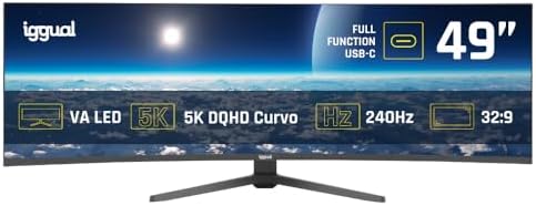 iggual Monitor 5K UltraWide 49" Curvo 32:9- Panel VA LED 5120x144...