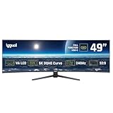 iggual Monitor 5K UltraWide 49" Curvo 32:9| Pannello VA LED 5120x1440 (DQHD) 240Hz, 100% sRGB| Connessioni: USB-A, USB-B, USB‑C 90W, HDMI 2.1, DP 1.4| FreeSync, HDR| Design Frameless e supporto