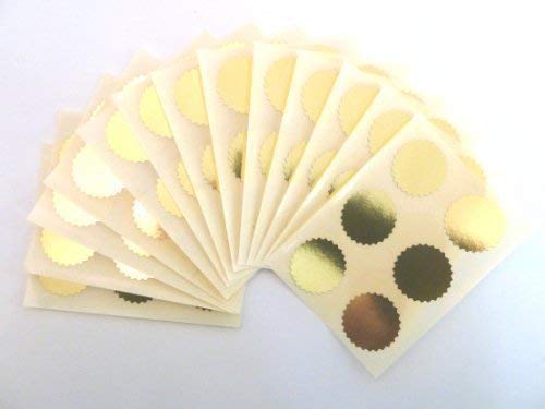 28mm Serrated Edge, Shiny Gold, Certificate Wafer Company Seal Labels, Stickers for Embossing, Awards & Rewards