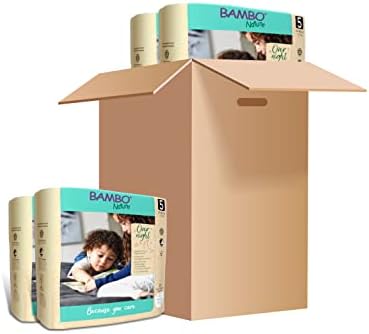 Bambo Nature Overnight Nappies, Eco-Friendly Nappies, Enhanced Leakage Protection For Dry Nights Sleep, Secure & Comfortable Overnight Baby Nappies, Ultra Absorption - Size 4 Nappies (7-14kg), 24PK