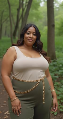 Women Gold Color Thick Metal Chunky Chain Link Fashion Belt Side Wave Strand Plus Size XL XXL3