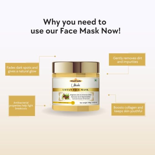 Image of Khadi Ubtan Face Mask 100g | For Breakouts, Tanning & Glowing Skin | With Turmeric, Besan, Rose Water & Sandalwood Powder | Removes Dirt & Impurities | For Men & Women