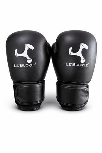 Le Buckle Unisex Boxing Gloves 12 oz Black & Grey - Image 2