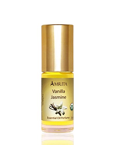 AMRITA Aromatherapy: Vanilla Jasmine Essential Oil Perfume - USDA Certified Organic & Alcohol-Free - Blended with Premium Therapeutic Quality Essential Oils - Size: 5ML