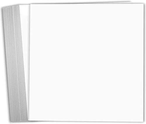 Hamilco White Cardstock Scrapbook Paper 12x12 65lb Card Stock – 50 Pack (Bright)