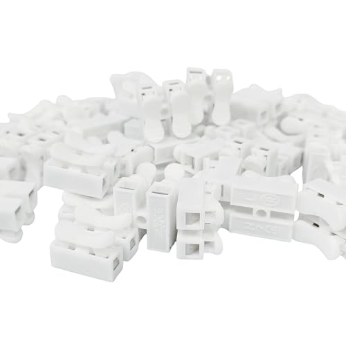 Image of Roboway 50Pcs CH2 Premium Spring Wire Connectors, Quick Spring Connector, Electrical Cable Clamp Terminal Block Connector, LED Strip Light Wire Connecting (Pack of 50 PCS)