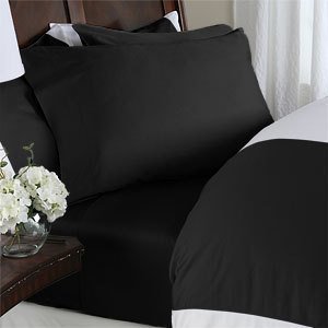 1500 TC Egyptian Quality 3-Piece Duvet Cover , Full/Queen, Black