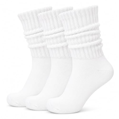 SURGETIDE 3 Pairs Slouch Socks for Women & Men Ribbed Scrunch Crew Socks