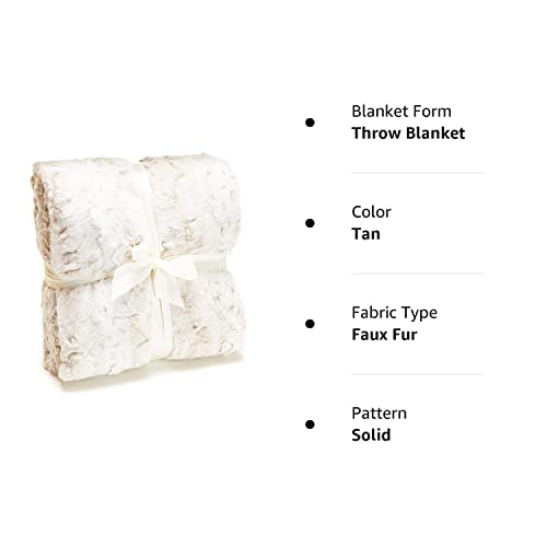 Outrageously Soft Throw Blanket - Ultra Plush Minky Faux Fur Blanket - Oversized 60 X 80 Inches - Tan #TOP5