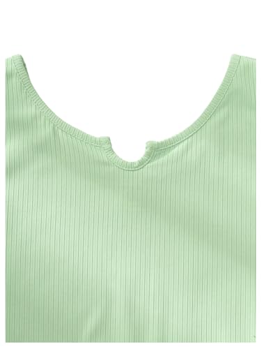 Floerns Girl's 3 Pcs Knitted Notch Neck Lettuce Trim Sleeveless Crop Tank Tops3