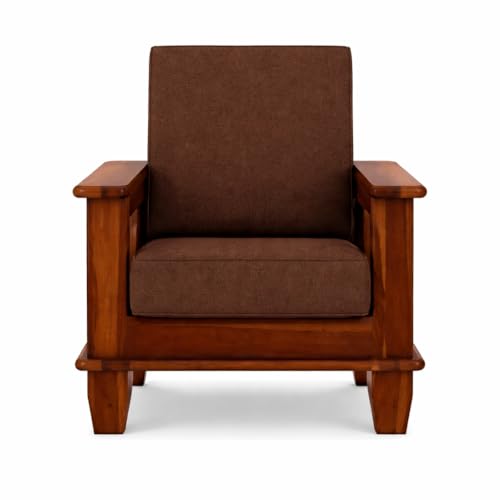 Image of 5 Seater Solid Sheesham Wood Sofa Set for Living Room | Wooden Sofa Set | Sofa Set Furniture for Home| 3+1+1 Sofa Settee -Honey Finish